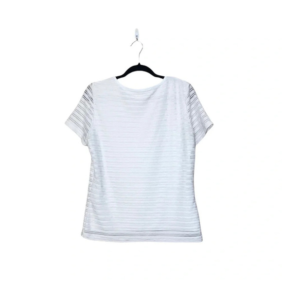 Calvin Klein White Textured Shadow Striped Lined Blouse Large Women’s - Picture 7 of 12